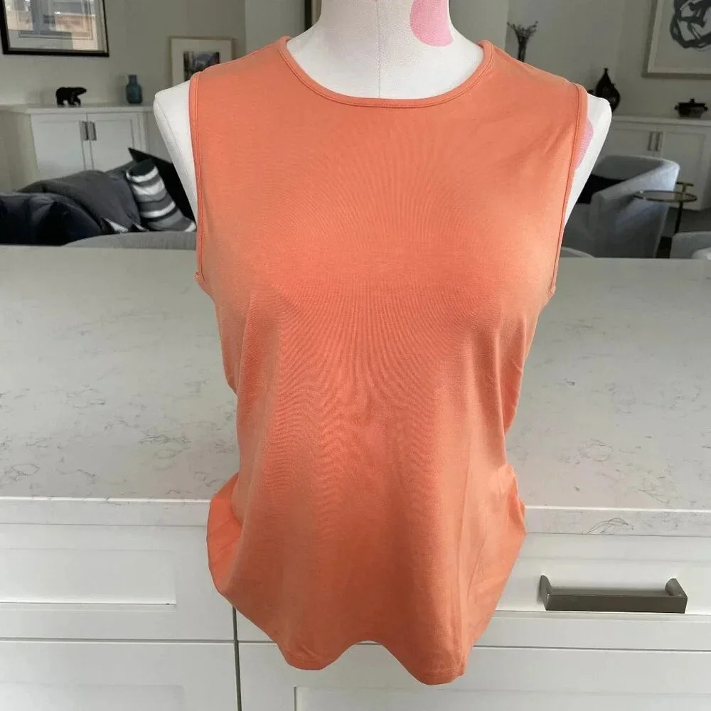 Kasper Knits Slvless Round Nk Neutral Rayon Spandex Tank Top Soft Peach M NWOT